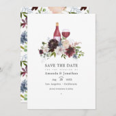 Hochzeit mit dem Thema Burgund und Rose Wein Save The Date (Vorne/Hinten)