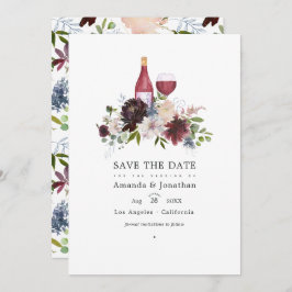Hochzeit mit dem Thema Burgund und Rose Wein Save The Date