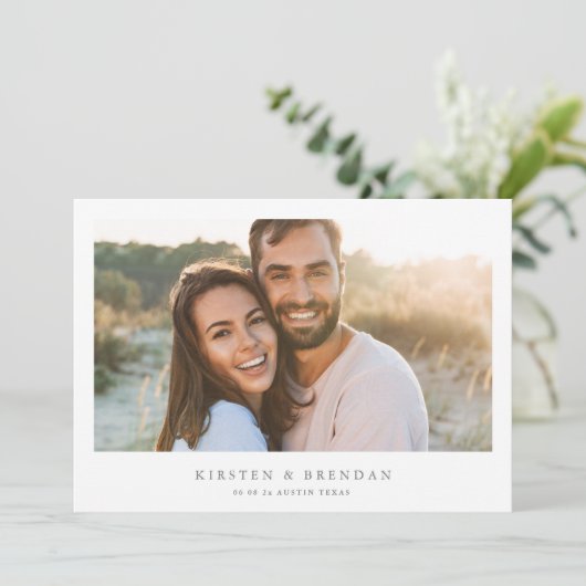 Hochzeit mit einfachem Foto Save The Date (Stehend Vorderseite)