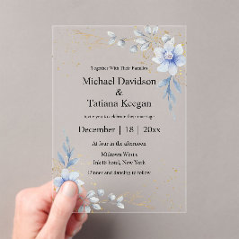 Hochzeit mit elegantem Aquarell-Dusty-Blau Acryleinladungen