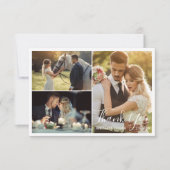 Hochzeit mit elegantem Skript 3 Fotos Dankeskarte (Vorderseite)