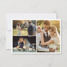 Hochzeit mit elegantem Skript 3 Fotos Dankeskarte