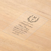 Hochzeit mit eleganten botanischen Monogramm-Initi Acryleinladungen (Ablage )