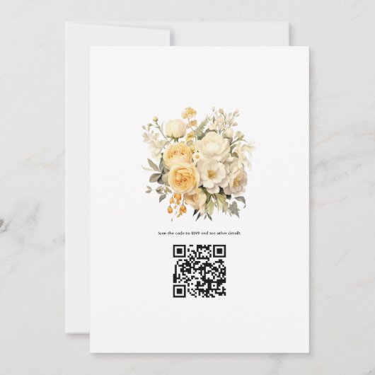 Hochzeit mit Elfenbein, Champagner und weißer Flor Einladung (Rückseite)