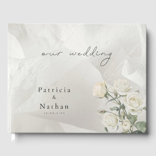Hochzeit mit essbarer Blush-Rose Botanik Gästebuch (Vorderseite)