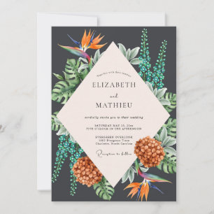 Hochzeit mit exotischer Palme und Eukalyptus in Ho Einladung