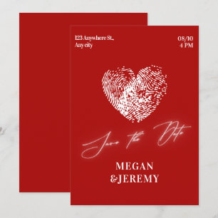Hochzeit mit Fingerabdruck vom roten Herzen Save The Date