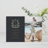 Hochzeit mit floralem Wappen Save The Date (Stehend Vorderseite)