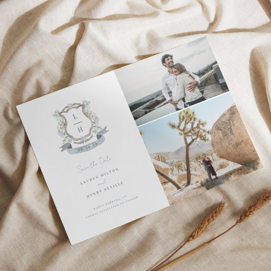 Hochzeit mit floralem Wappen Save The Date