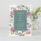 Hochzeit mit floralen Aquarellen Einladung (Stehend Vorderseite)