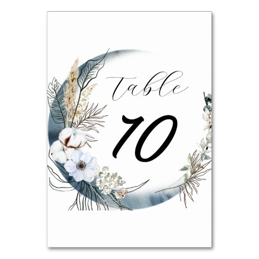 Hochzeit mit floralen Aquarellen Tischnummer (Vorderseite)