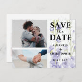 Hochzeit mit floralen Save the Date und weißem Fot Ankündigungspostkarte (Vorne/Hinten)