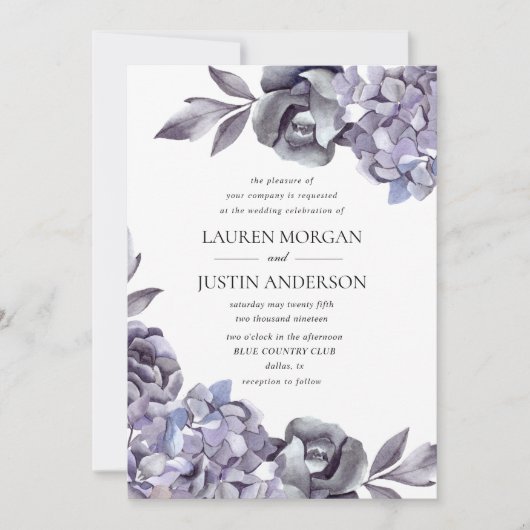 Hochzeit mit floraler Hydrangea Einladung (Vorderseite)