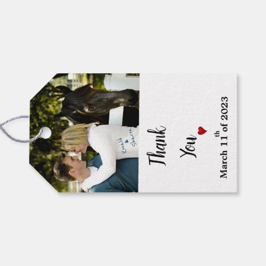 Hochzeit mit Foto Geschenkanhänger (Rückseite Horizontal)