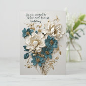 Hochzeit mit gehobener Flora Einladung (Stehend Vorderseite)