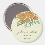 Hochzeit mit gelbem Orange, Creme und brauner Blum Magnet (Vorderseite/Rückseite)