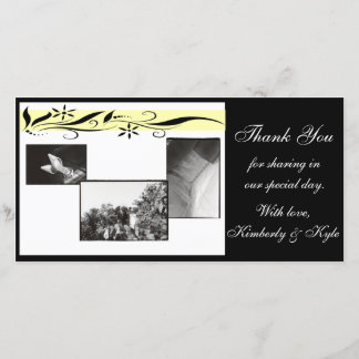 Hochzeit mit gelber und schwarzer Blüte Danke, Kar Dankeskarte