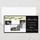 Hochzeit mit gelber und schwarzer Blüte Danke, Kar Dankeskarte (Vorne/Hinten)