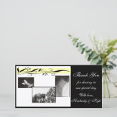 Hochzeit mit gelber und schwarzer Blüte Danke, Kar Dankeskarte (Stehend Vorderseite)