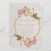 Hochzeit mit geometrischem Marmor und Orchideen Einladung (Vorne/Hinten)
