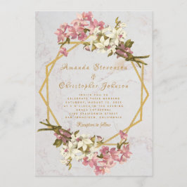 Hochzeit mit geometrischem Marmor und Orchideen Einladung