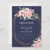 Hochzeit mit geometrischen Kupferfloralfarben Save The Date (Vorderseite)