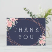 Hochzeit mit geometrischen Kupferflöten Dankeskarte (Stehend Vorderseite)