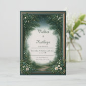 Hochzeit mit Glühwürmchen-Smaragd-Waldgrenze Einladung (Stehend Vorderseite)