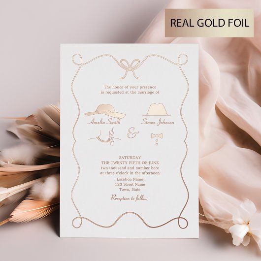 Hochzeit mit Gold Hand Folieneinladung