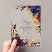 Hochzeit mit Gold, Navy Blue und Burgund Acryleinladungen (Insitu (Handheld))