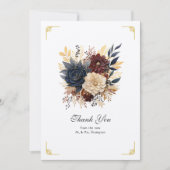 Hochzeit mit Gold, Navy Blue und Burgund Dankeskarte (Vorderseite)