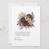 Hochzeit mit Gold, Navy Blue und Burgund Dankeskarte (Rückseite)