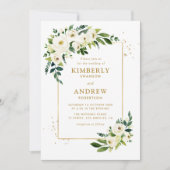 Hochzeit mit Gold und Grün Einladung (Vorderseite)