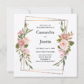 Hochzeit mit Gold und Rosa Einladung (Vorderseite)