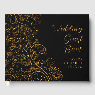 Hochzeit mit Gold und Schwarz Gästebuch