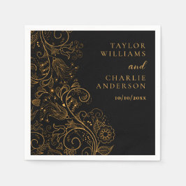 Hochzeit mit Gold und Schwarz Serviette