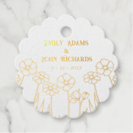 Hochzeit mit Gold und Weiß-Blumen Geschenkanhänger