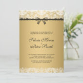 Hochzeit mit Gold und Weiß Einladung (Stehend Vorderseite)