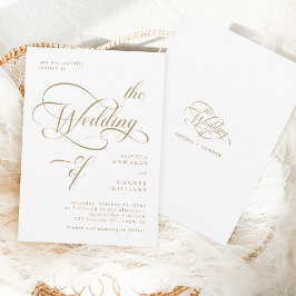 Hochzeit mit Gold und Weiß in klassischer Calligra Einladung