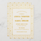 Hochzeit mit Gold und White Geometric Art Déco Einladung (Vorne/Hinten)