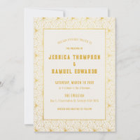 Hochzeit mit Gold und White Geometric Art Déco
