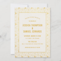 Hochzeit mit Gold und White Geometric Art Déco