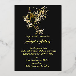 Hochzeit mit Goldblättern, modern minimalistisch Folieneinladung