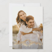 Hochzeit mit goldfarbenem Rahmen, Monogramm Foto Einladung (Rückseite)