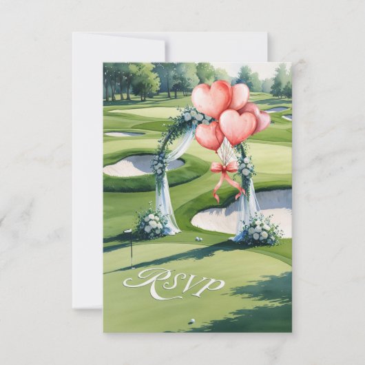 Hochzeit mit Golfball auf Grün RSVP Karte (Vorderseite)