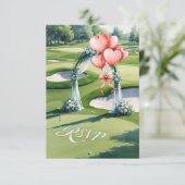 Hochzeit mit Golfball auf Grün RSVP Karte (Stehend Vorderseite)