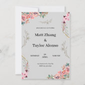 Hochzeit mit grauem Blumen Einladung (Vorderseite)