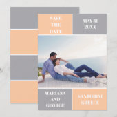 Hochzeit mit grauem Farbblock Pfirsichfarben speic Save The Date (Vorne/Hinten)