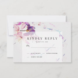 Hochzeit mit grauer und Lila Wasserfarbe RSVP Karte