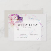 Hochzeit mit grauer und Lila Wasserfarbe RSVP Karte (Vorne/Hinten)